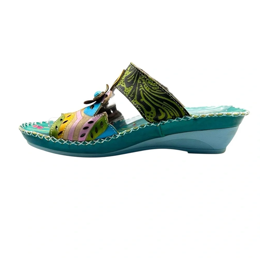 Socofy Multicolor Floral Embellished Open Toe Ankle Strap Sandals‎ Europe 41 - Picture 10 of 13